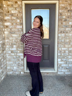 Striped Mock Neck Sweatshirt