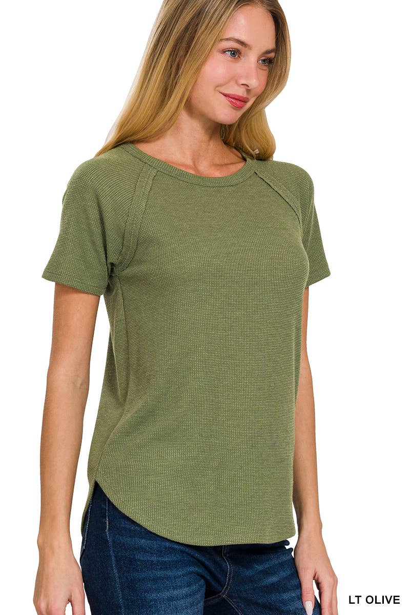 Zenana Baby Waffle Raglan Sleeve Top