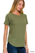 Zenana Baby Waffle Raglan Sleeve Top
