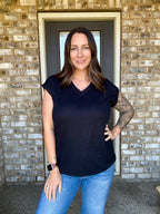 Soft Skies Waffle V Neck