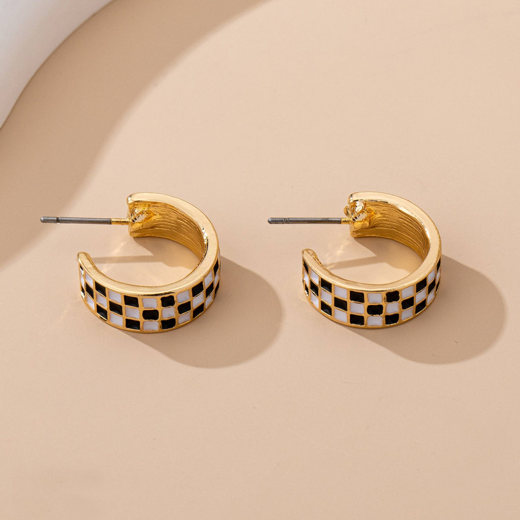 Checkered Hoop Earring Set