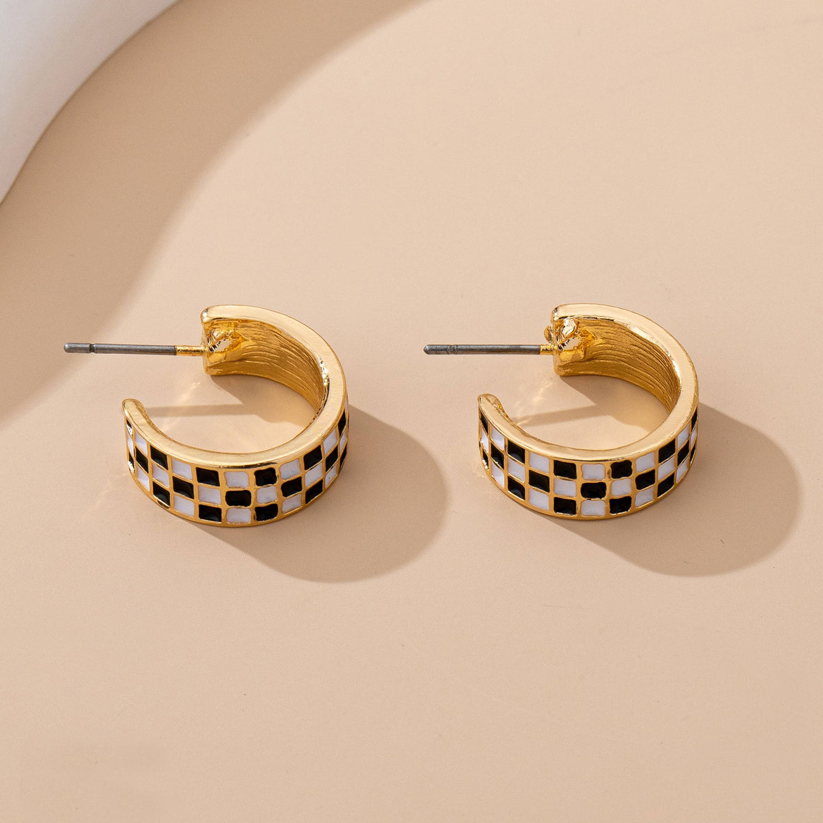 Checkered Hoop Earring Set