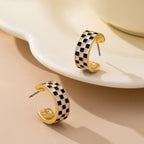 Checkered Hoop Earring Set