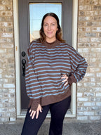 Striped Mock Neck Sweatshirt
