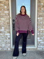 Striped Mock Neck Sweatshirt