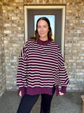 Striped Mock Neck Sweatshirt