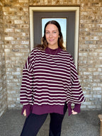 Striped Mock Neck Sweatshirt