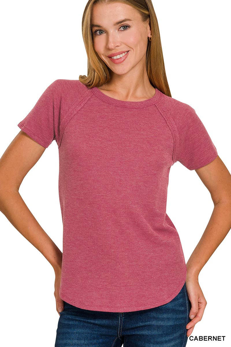 Zenana Baby Waffle Raglan Sleeve Top