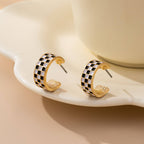 Checkered Hoop Earring Set